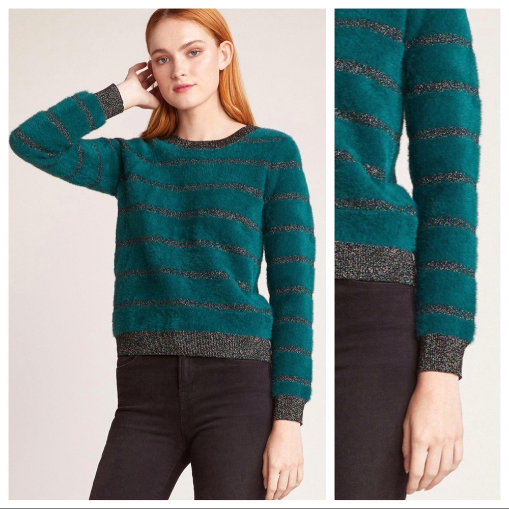 BB DAKOTA WOMENS CANT STOP LUREX STRIPE SWEATER